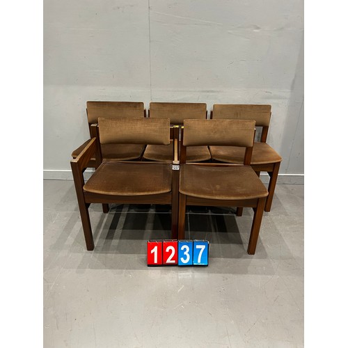 1237 - 5 Mid century arm chairs good quality Danish?