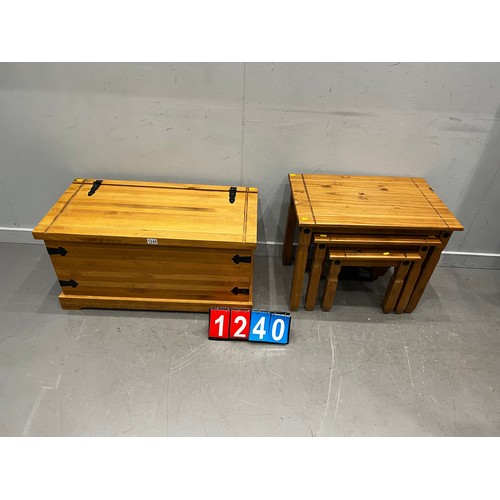 1240 - Vintage pine blanket/toy box + pine nest