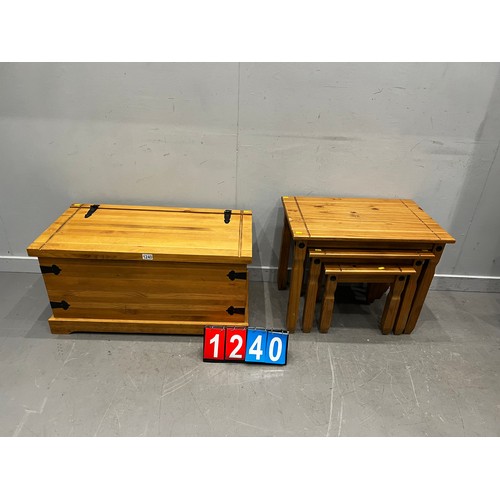 1240 - Vintage pine blanket/toy box + pine nest