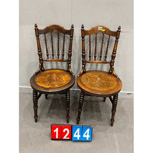 1244 - Pair of Victorian ibex 'penny' chairs