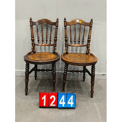 1244 - Pair of Victorian ibex 'penny' chairs