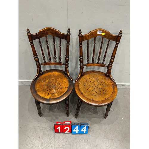 1244 - Pair of Victorian ibex 'penny' chairs