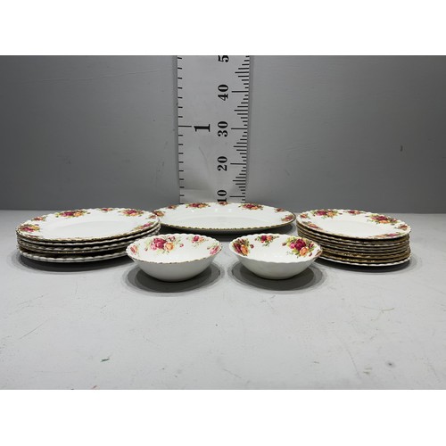 7 - Royal Albert 'country rose' large meat plate, dinner plates, side plates