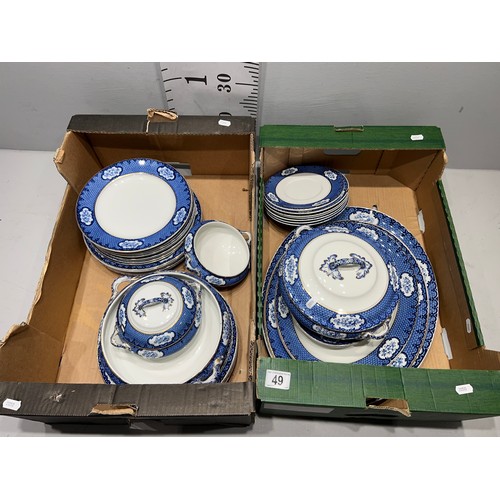 49 - 2 Boxes blue/white lossolware dinner plates, tureens etc