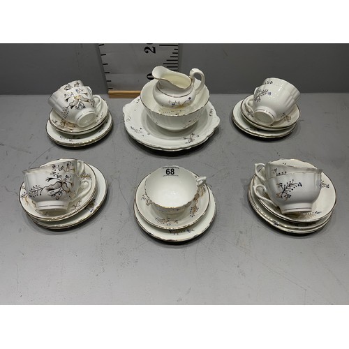 68 - Vintage china tea ware + tray cabinet cups/ saucers etc