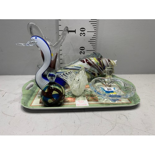 80 - 7 Pieces collectable glassware fish, duck, swan etc