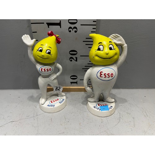 82 - Pair advertising his & hers cast iron esso money boxes