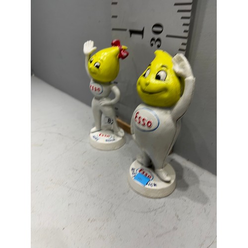 82 - Pair advertising his & hers cast iron esso money boxes