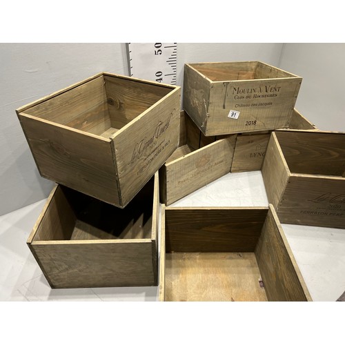91 - 6 Lynch bages wooden bottle crates