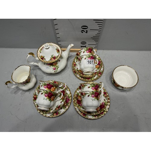 107 - Royal Albert 'country rose' china tea set