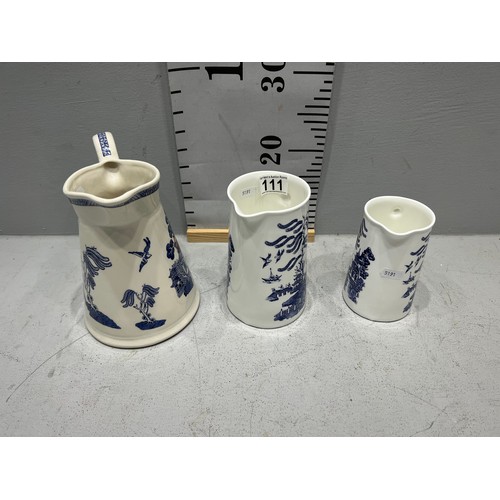 111 - 3 Blue/white jugs