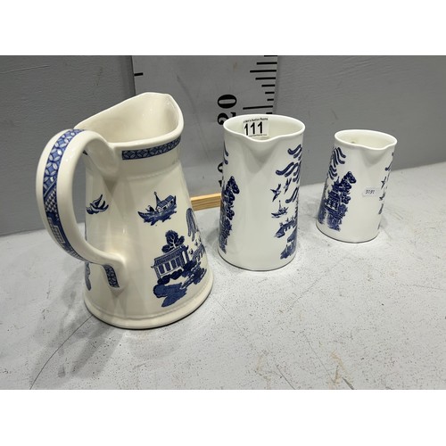 111 - 3 Blue/white jugs