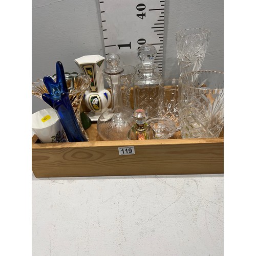 119 - Box cut glass vases, decanters etc