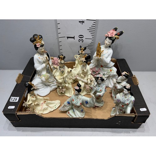 129 - Box Chinese geisha girl figures 10 total