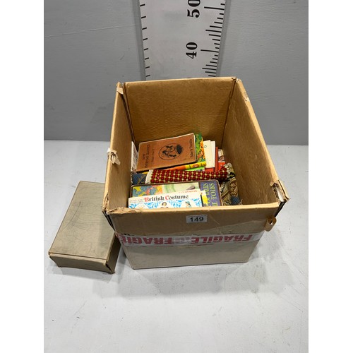149 - Box books, wooden skittles etc