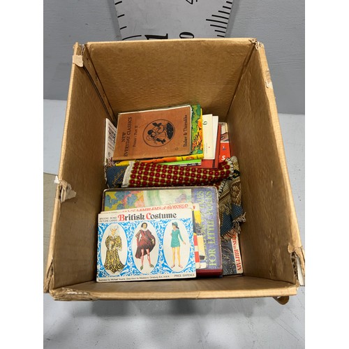 149 - Box books, wooden skittles etc