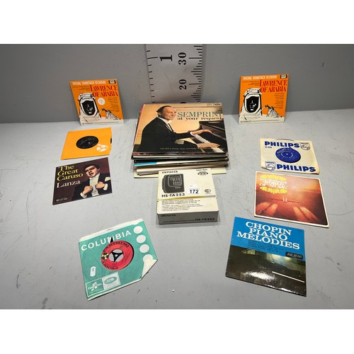 172 - Alwa radio cassette player + single + Lp records