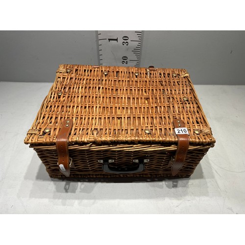 210 - Wicker picnic basket & contents