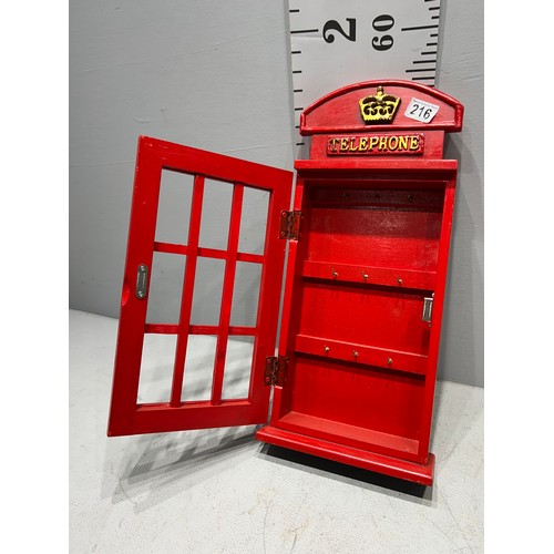 216 - Red wooden telephone key box