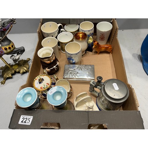 225 - Box pottery etc goebel, tupon ware, carousel etc