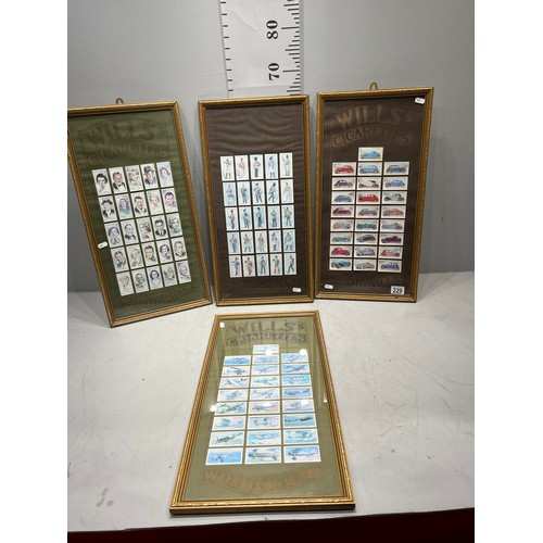 229 - 4 Framed wills cigarette cards