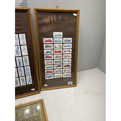 229 - 4 Framed wills cigarette cards