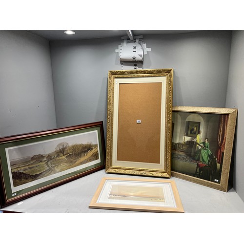 280 - 3 Pictures + large gilt frame