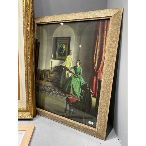 280 - 3 Pictures + large gilt frame