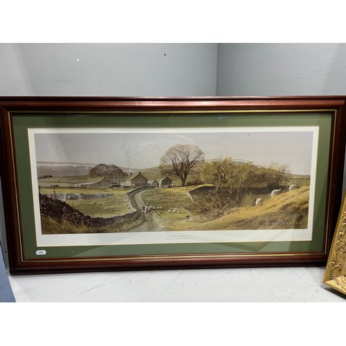 280 - 3 Pictures + large gilt frame