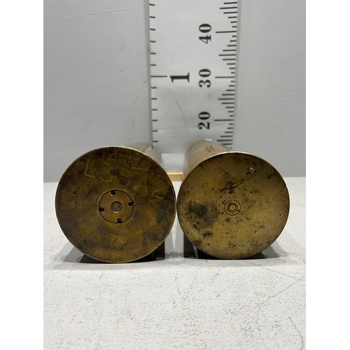 300 - 2 early Brass shell stick stands