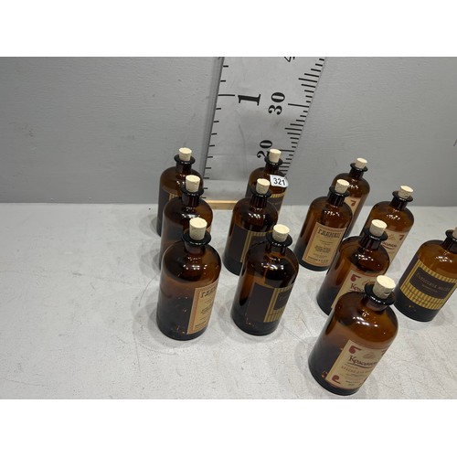 321 - 12 Brown chemist bottles with corks