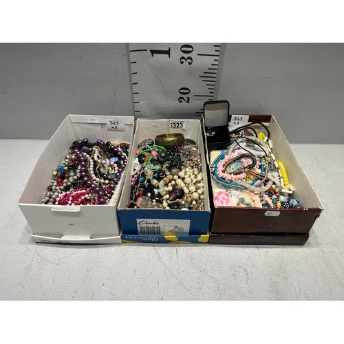 323 - 3 Boxes costume jewellery