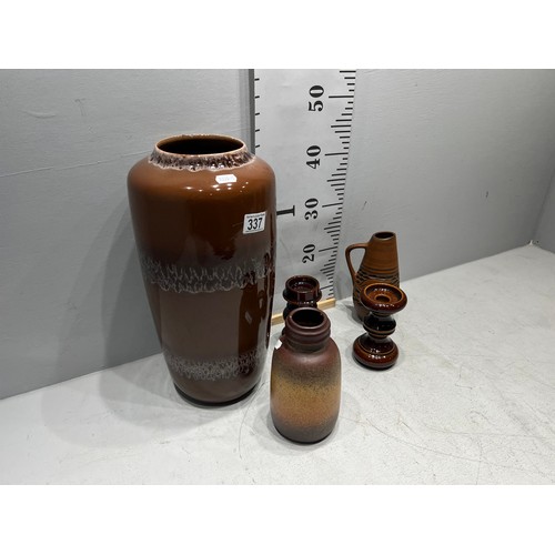 337 - 5 Pieces west German mid century pottery