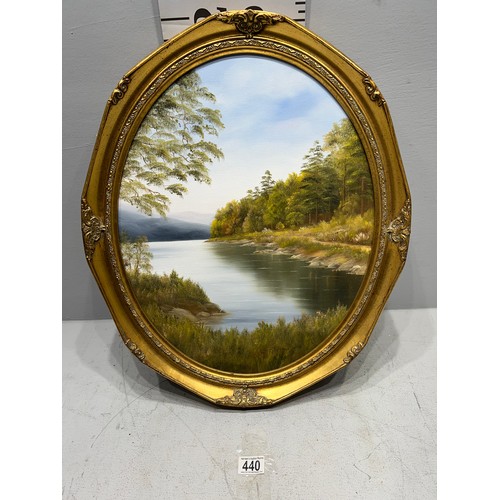 Oval gilt frame canvas picture