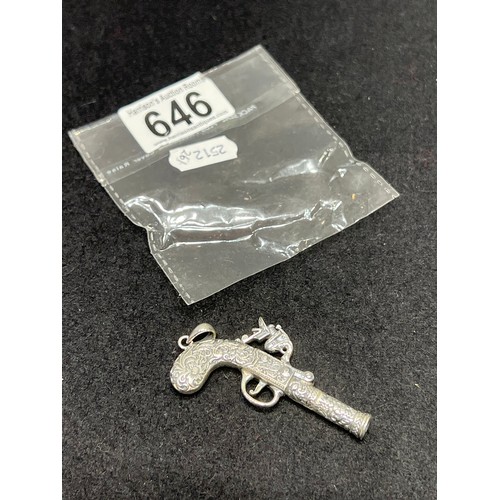 646 - Silver gun pendant