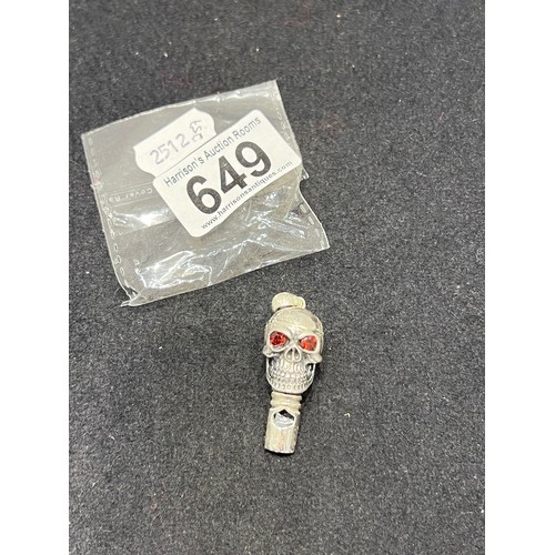 649 - Silver skull whistle