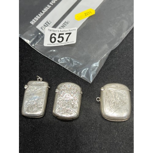 657 - 3 Silver vesta cases 37.5g