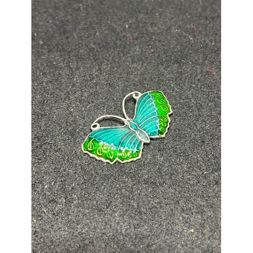 658 - Silver enamel butterfly brooch