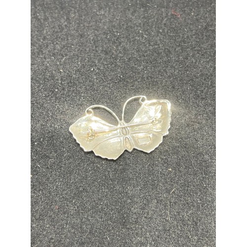 658 - Silver enamel butterfly brooch