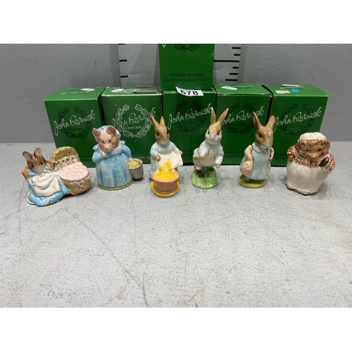 678 - 6 Beatrix potter figures boxed