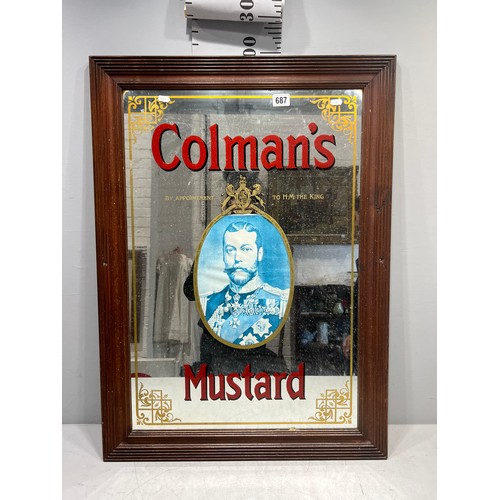 687 - Colmans mustard advertising mirror in oak frame