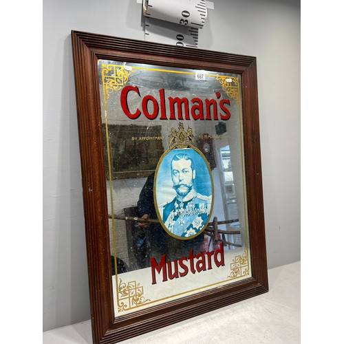 687 - Colmans mustard advertising mirror in oak frame