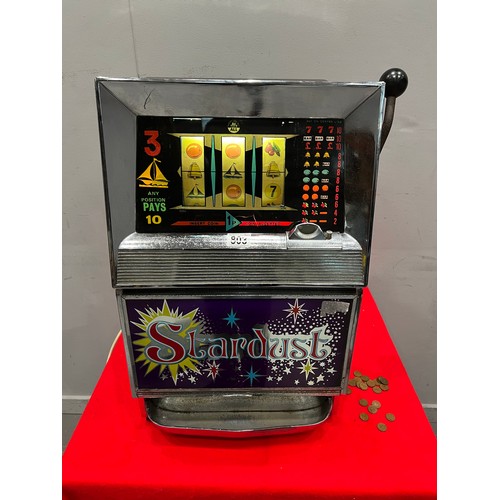 803 - 'Stardust' bally 1p fruit machine 1 armed arcade bandit /arcade machine (lights up & doesn't appear ... 