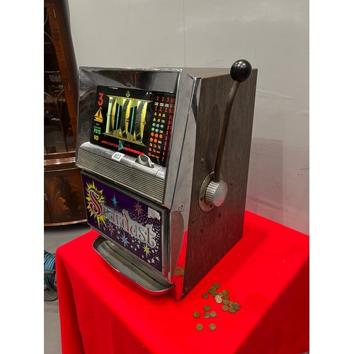 803 - 'Stardust' bally 1p fruit machine 1 armed arcade bandit /arcade machine (lights up & doesn't appear ... 