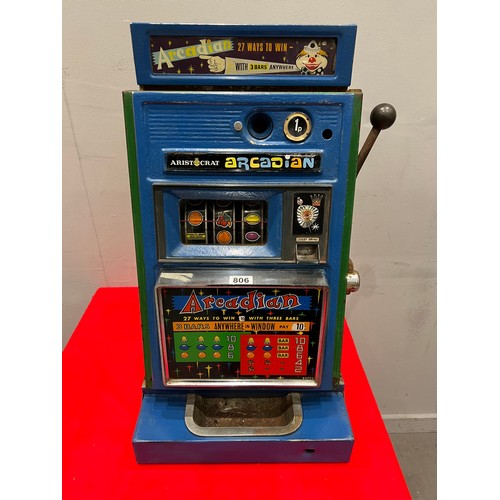 806 - Aristocrat Arcadian 1p 1 armed arcade bandit /arcade machine (no cable)