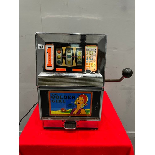 808 - Super golden girl 1p 1 armed arcade bandit /arcade machine (lights up but not working)