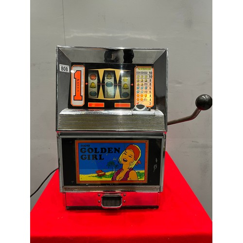 808 - Super golden girl 1p 1 armed arcade bandit /arcade machine (lights up but not working)