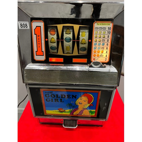 808 - Super golden girl 1p 1 armed arcade bandit /arcade machine (lights up but not working)