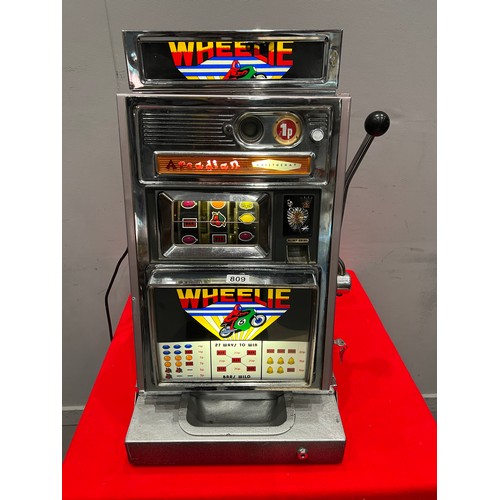 809 - Aristocrat Arcadian wheelie 1 armed arcade bandit /arcade machine (lights up & working)