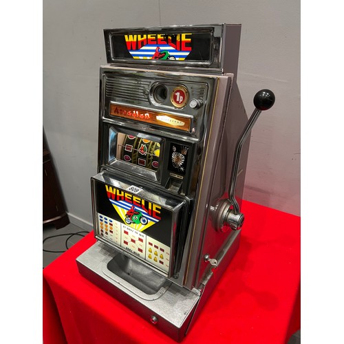 809 - Aristocrat Arcadian wheelie 1 armed arcade bandit /arcade machine (lights up & working)